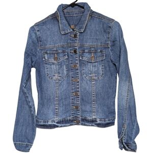 Kut from the Kloth Denim Blue Button Down Long Sleeve Jean Jacket Size Small